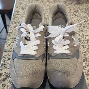 New Balance 998 Men's Shoes Like New Gray Suede & Mesh Sneakers with White Laces